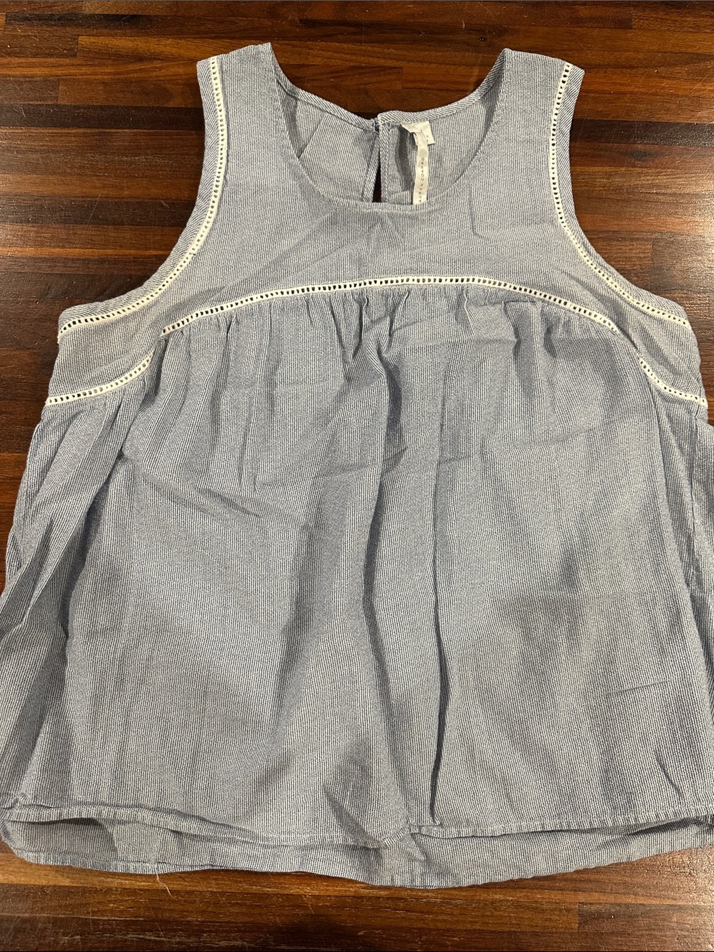 LC Lauren Conrad Light Blue Eyelet-Trim Tank Top